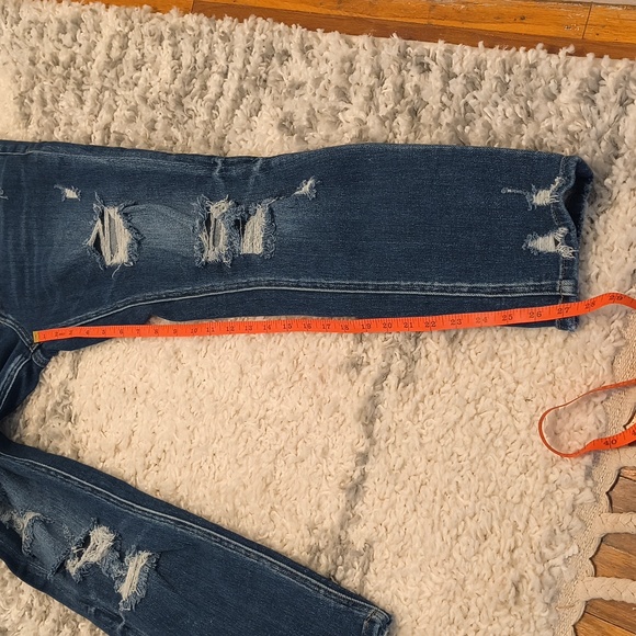 High Rise Blue Distressed Jeans - Picture 7 of 8